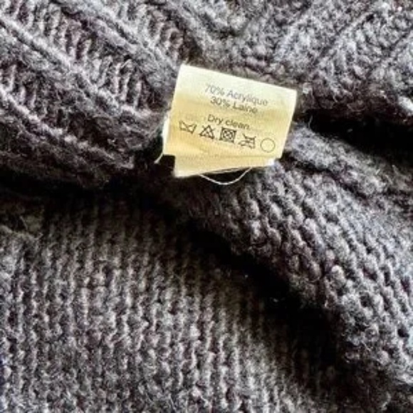 Madewell Black & Cream Drift Stitch Wool Blend Ombre Dot Chunky Sweater Size S - Picture 7 of 13